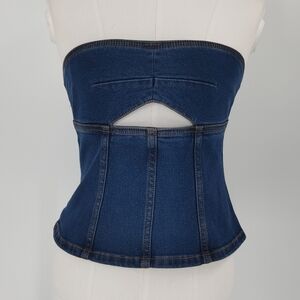ALEXACHUNG Denim Strapless Bustier